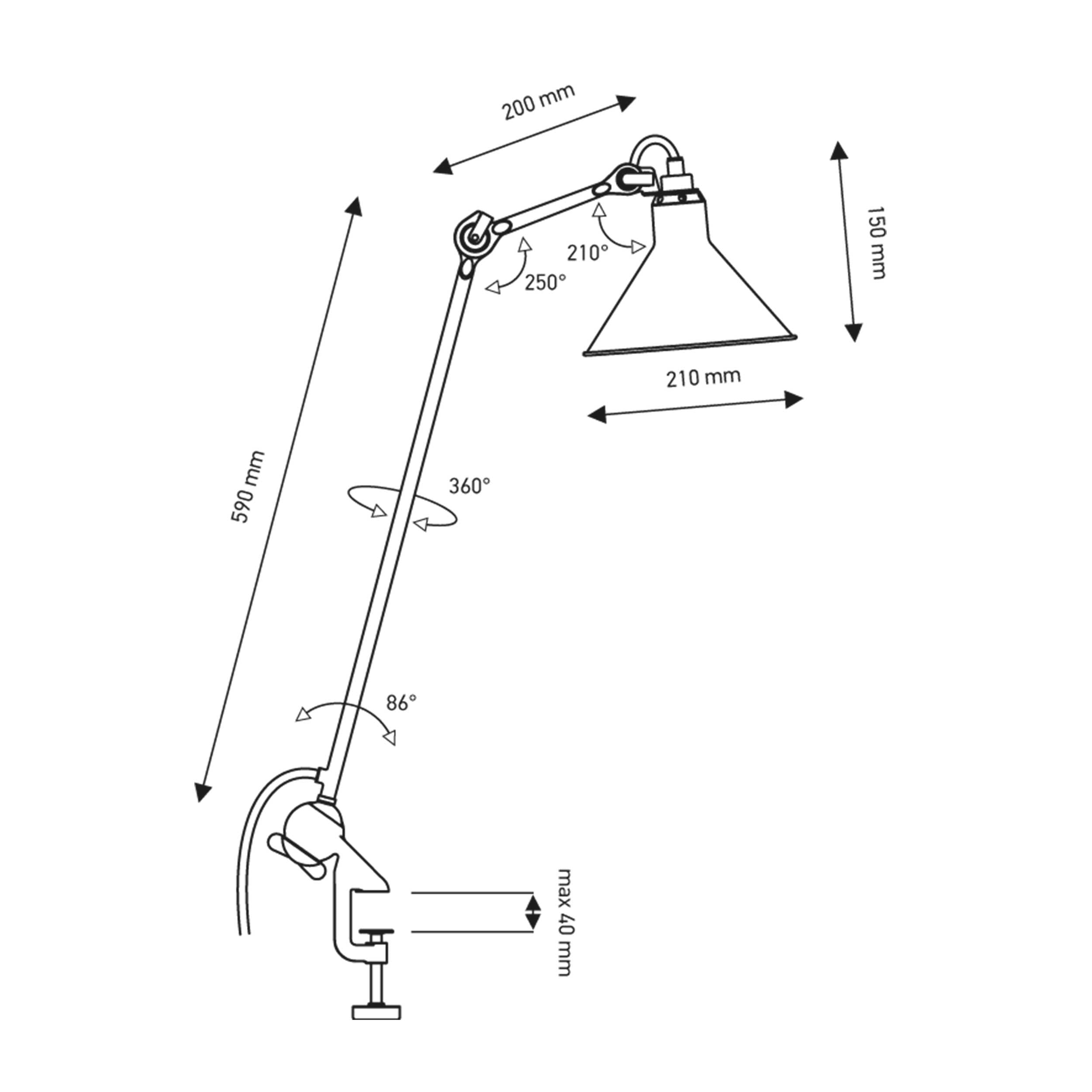 DCW éditions Lampe Gras N°201 E14 Tischleuchte mit Clip