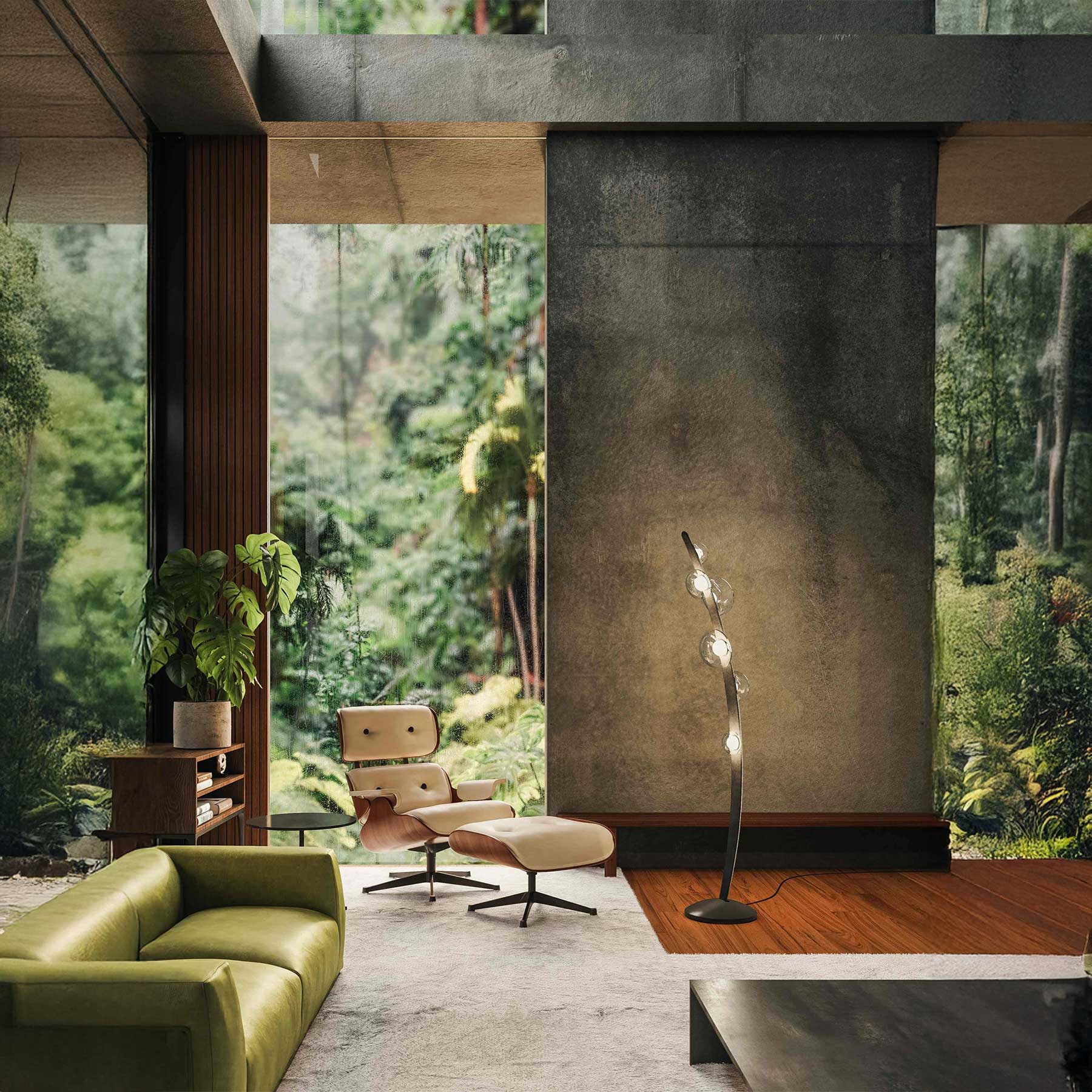 Bomma Dew Drops LED skleněné stojací svítidlo z veganské kůže