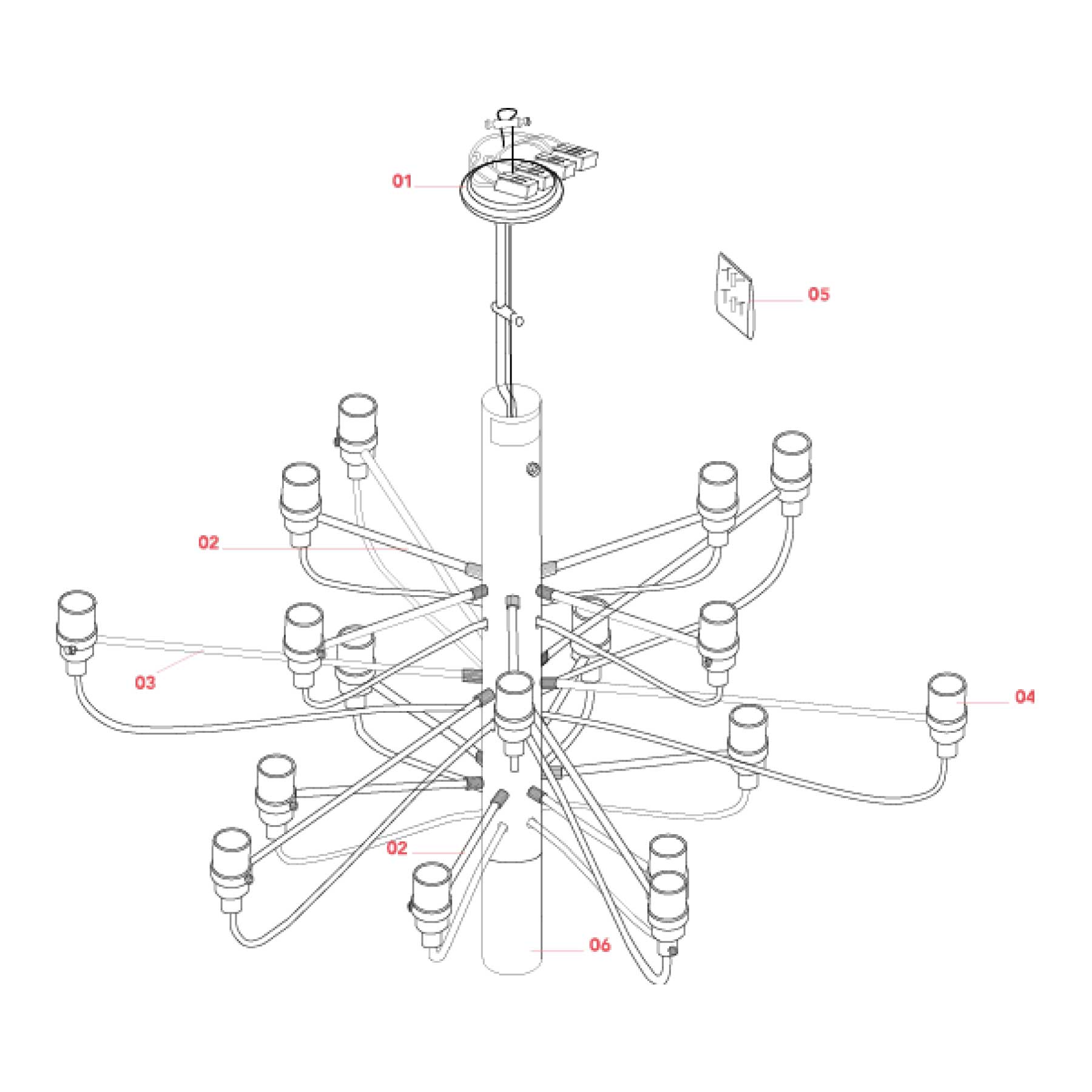 Flos 2097 E14 závěsný lustr