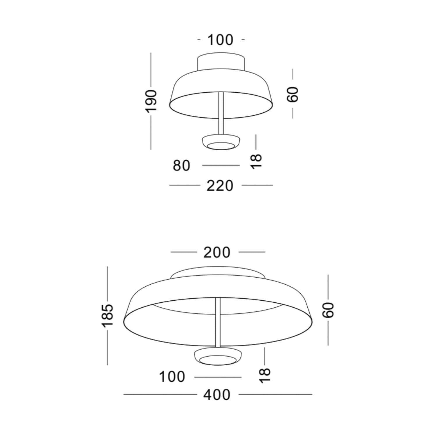 Umbrella LED přisazené svítidlo