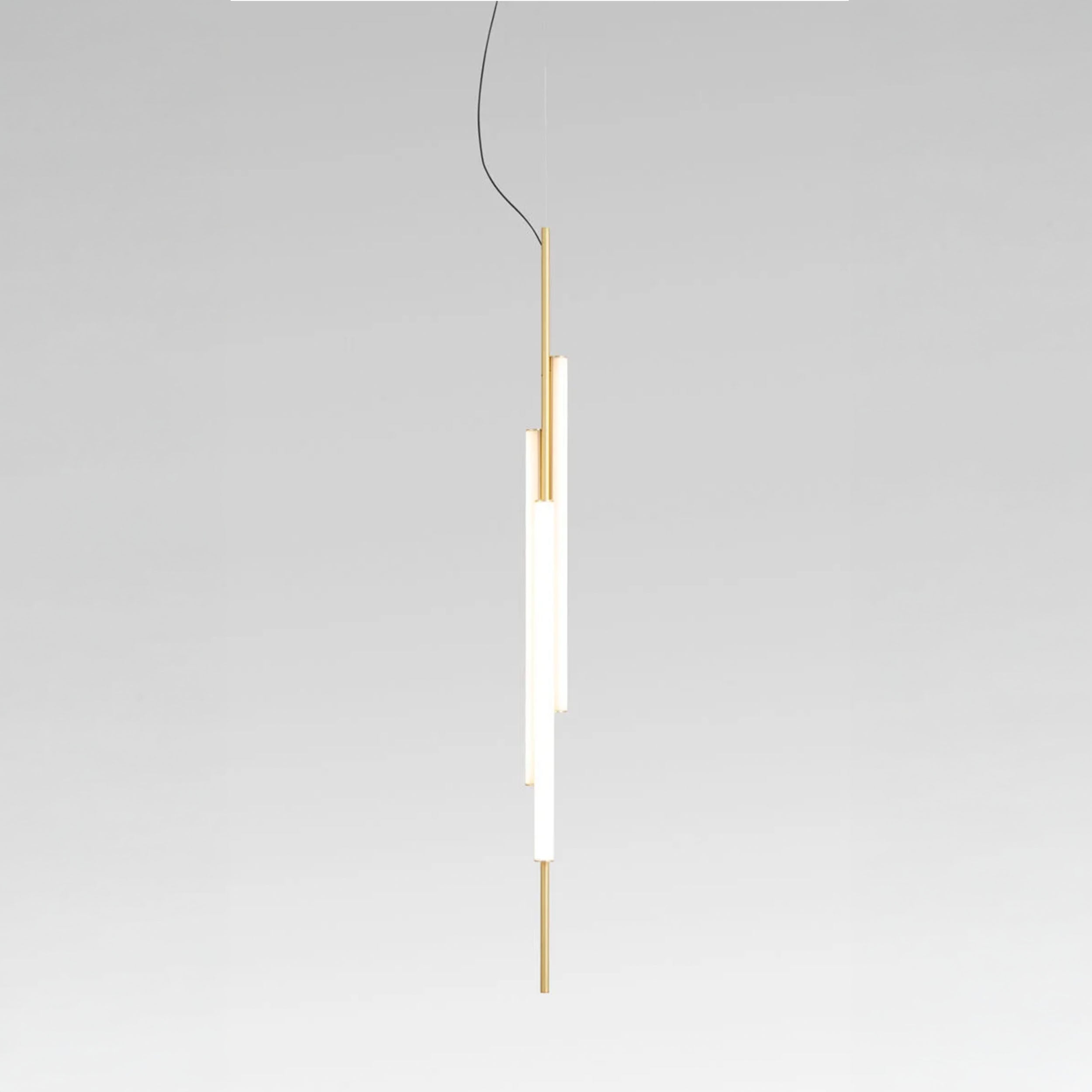 Marset Ambrosia V3 LED goldene, Einbau-Hängeleuchte, vertikal