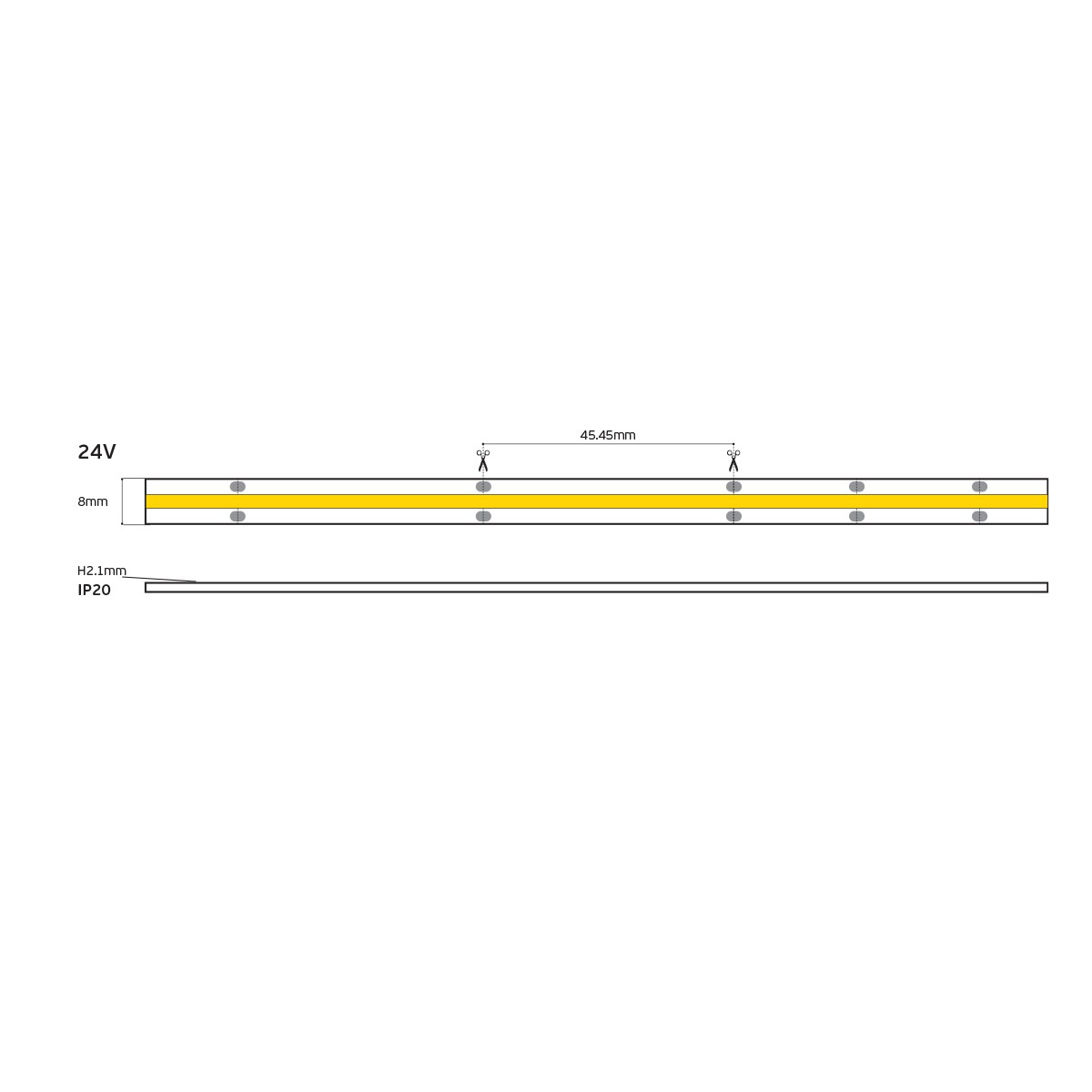 LED-Streifen COB 24 V, CRI 90, IP 20, 3000 K/4000 K, dimmbar (5 m)