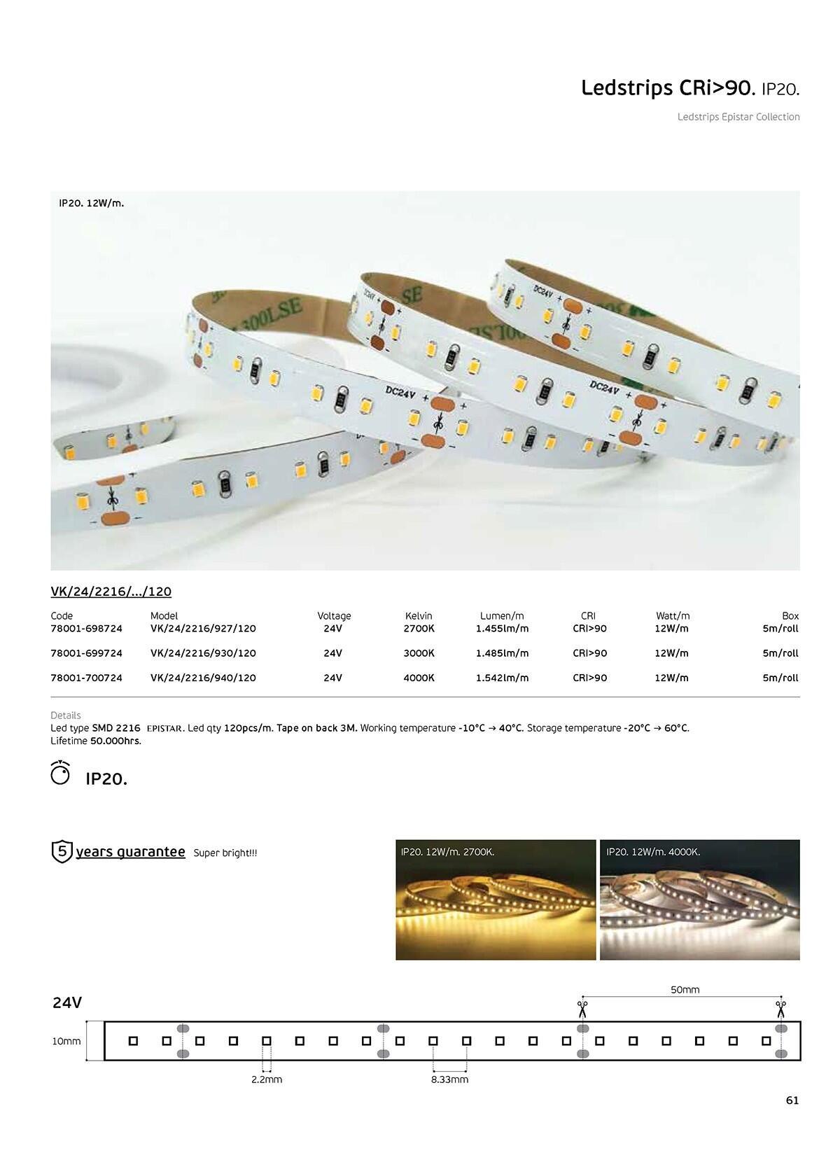 <i data-tl='DF7A349'>LED-Lichtband 24 V, CRI 90, IP 20, 2700 K (5 m)