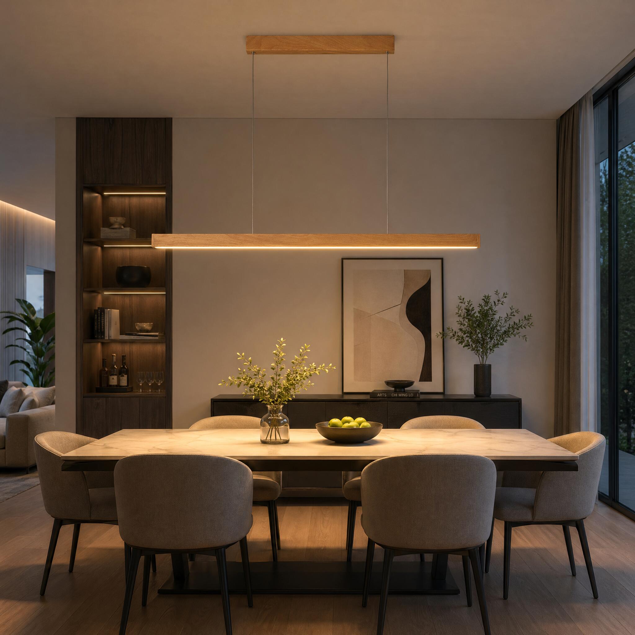 VK Light Orra LED hängende lineare Holzleuchte