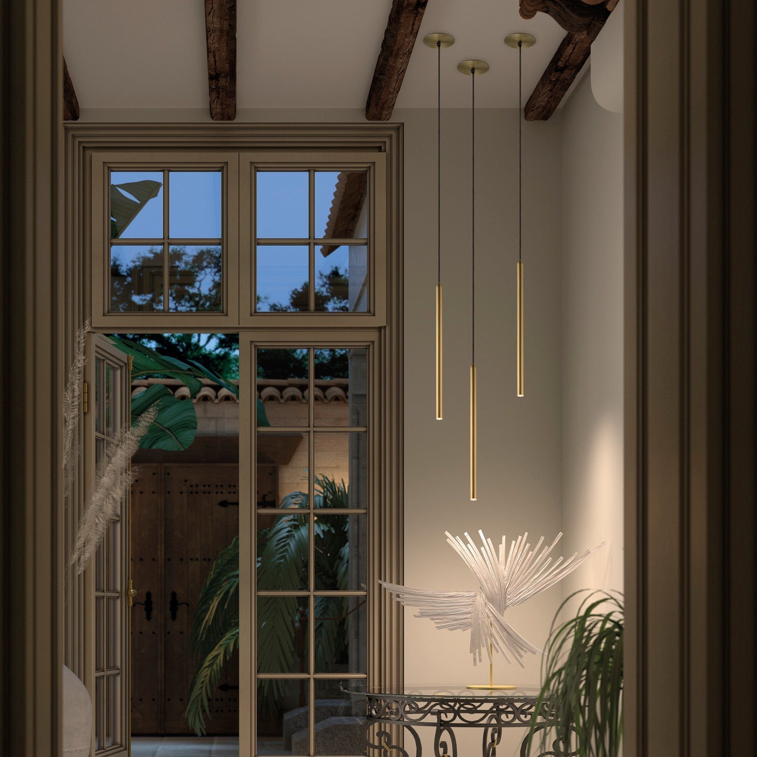 Exo Tania C slim LED závěsné svítidlo měděné