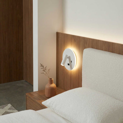 LED-Wandleuchte zum Lesen mit USB-Anschluss, rund