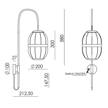 Aromas Pull G9 nástěnné látkové svítidlo