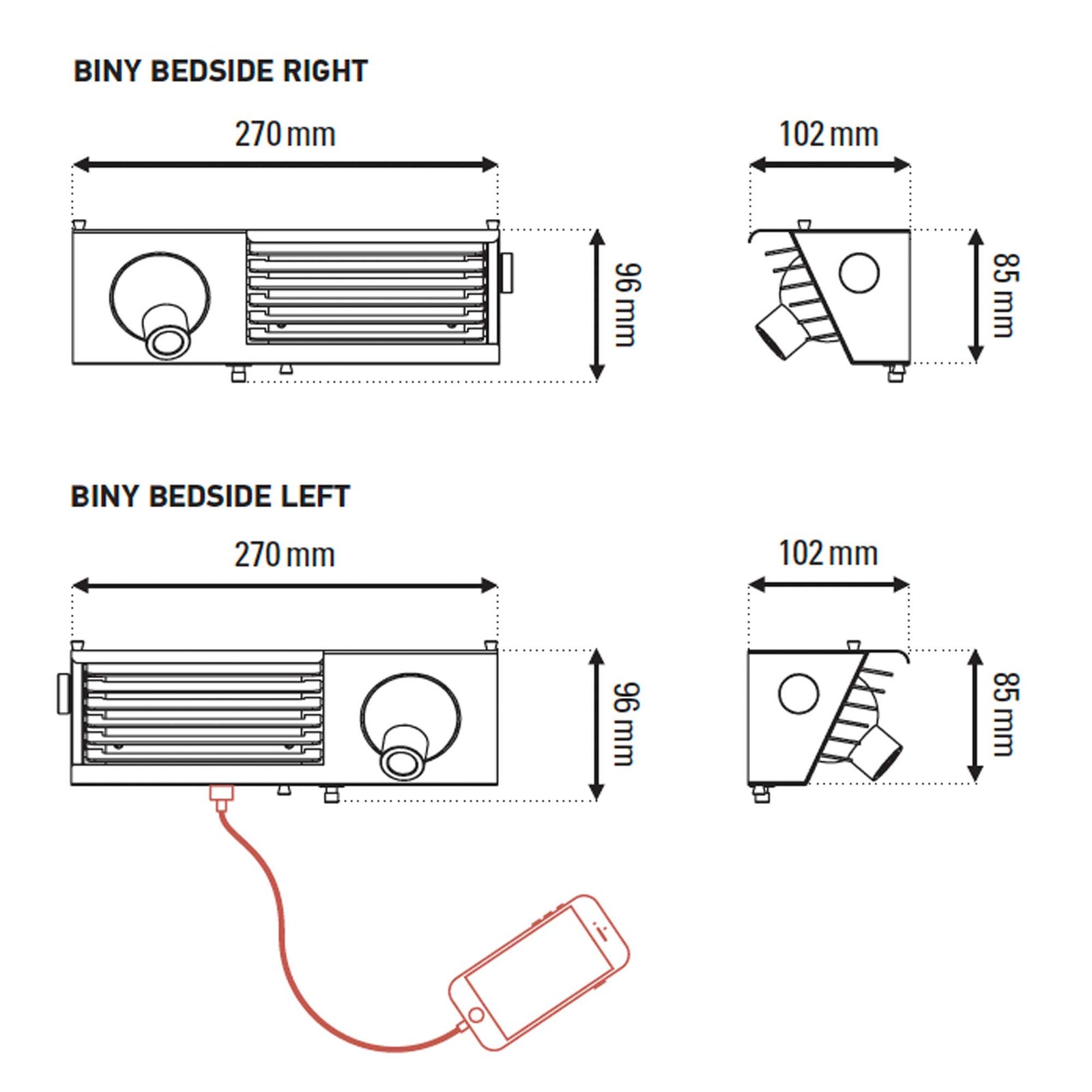 DCW éditions Biny LED-Wandleuchte für das Bett