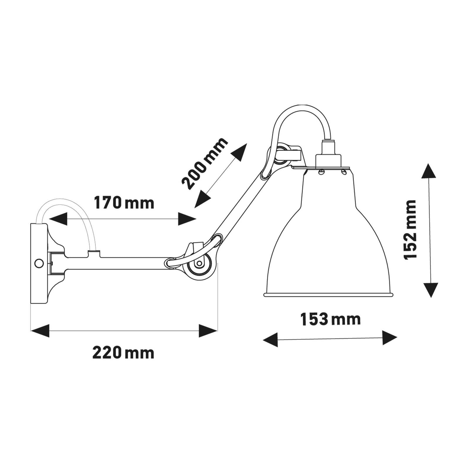 DCW éditions Lampe Gras N°204 E27 Wandleuchte für das Bett