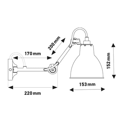 DCW éditions Lampe Gras N°204 E27 Wandleuchte für das Bett