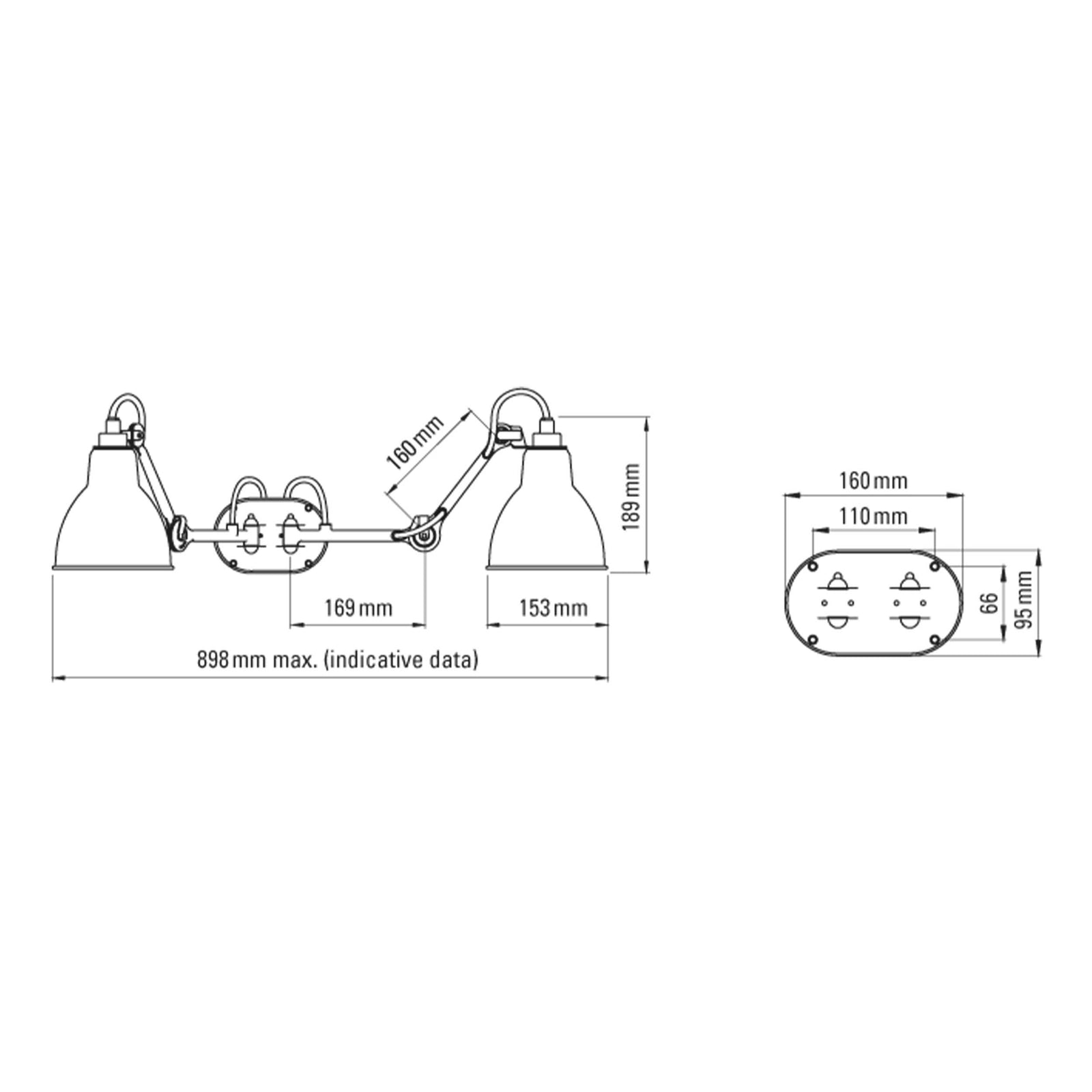 DCW éditions Lampe Gras N°204 E27 Doppelte Badezimmerleuchte IP44