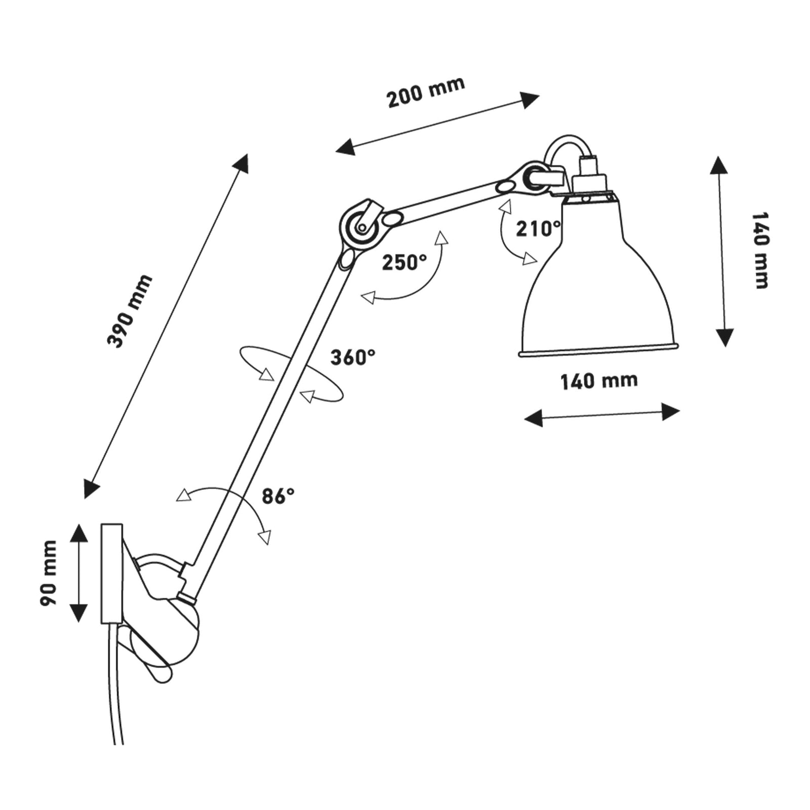 DCW éditions Lampe Gras N°222 E14 Wandleuchte
