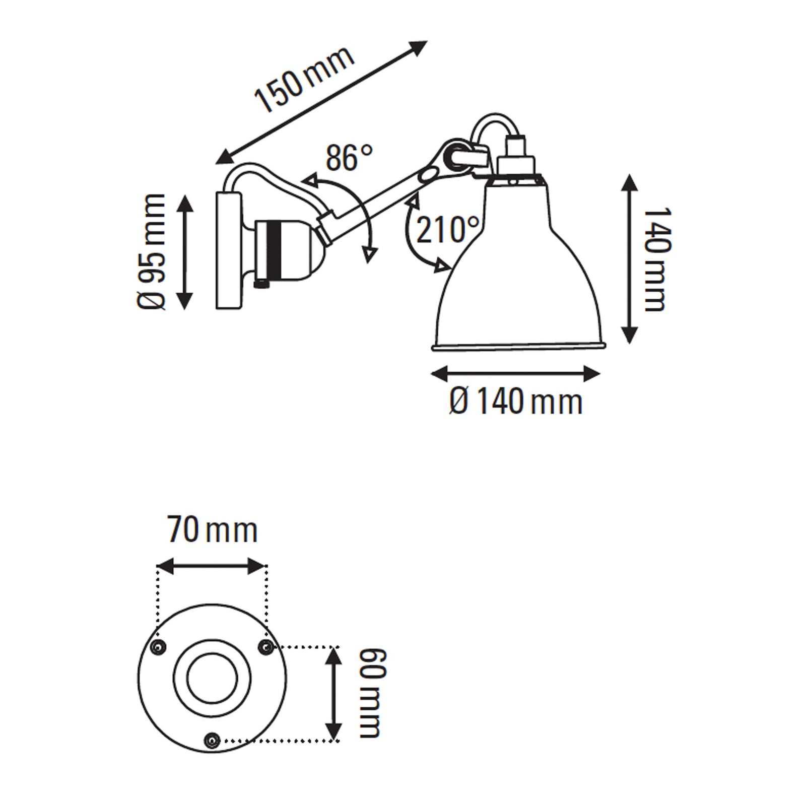 DCW éditions Lampe Gras N°304 E14 Wandleuchte 