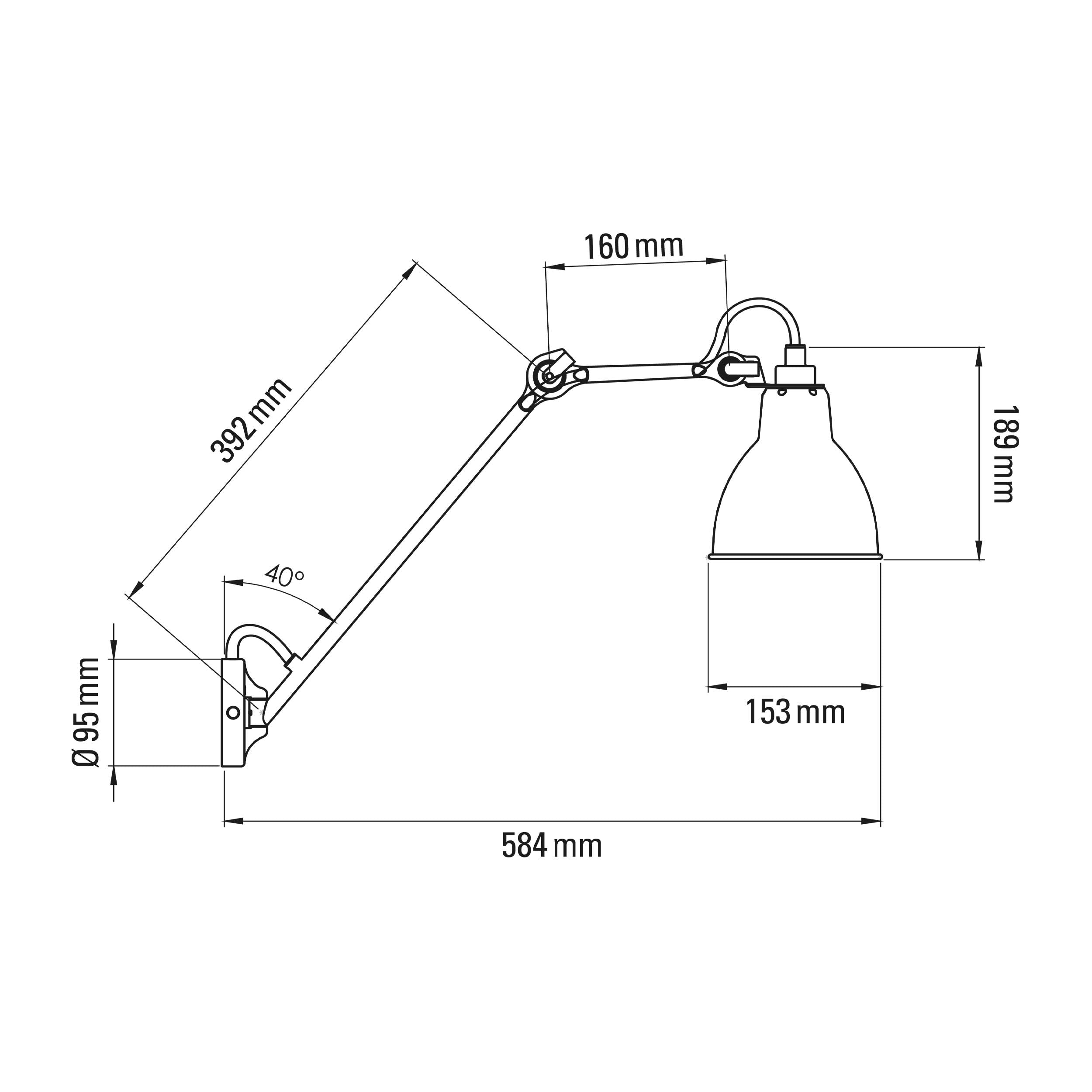 DCW éditions Lampe Gras N°122 E27 Wandleuchte