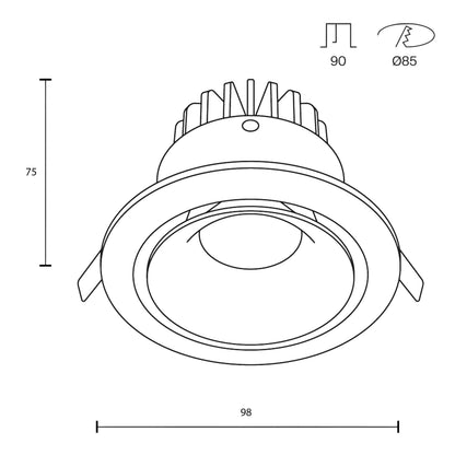 Maytoni Downlight Yin LED 12 W 60° Einbau-Rundleuchte 