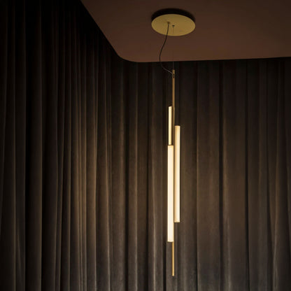 Marset Ambrosia V3 LED goldene, Einbau-Hängeleuchte, vertikal 