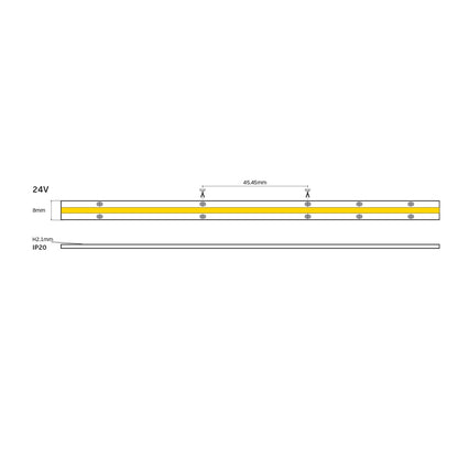 LED-Streifen COB 24 V, CRI 90, IP 20, 3000 K/4000 K, dimmbar (5 m)