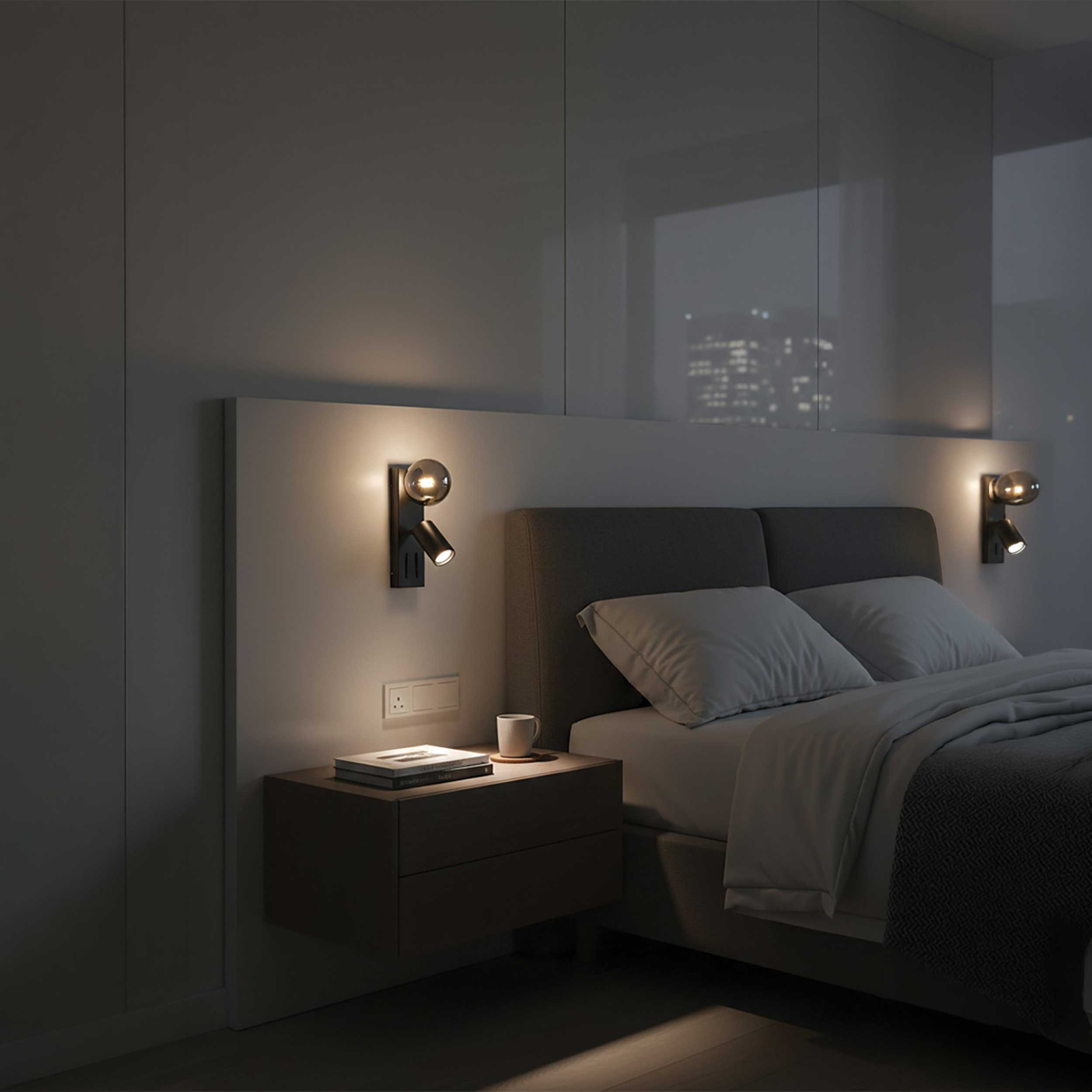 VK Light Nero G9+GU10 Wandleuchte  für das Bett