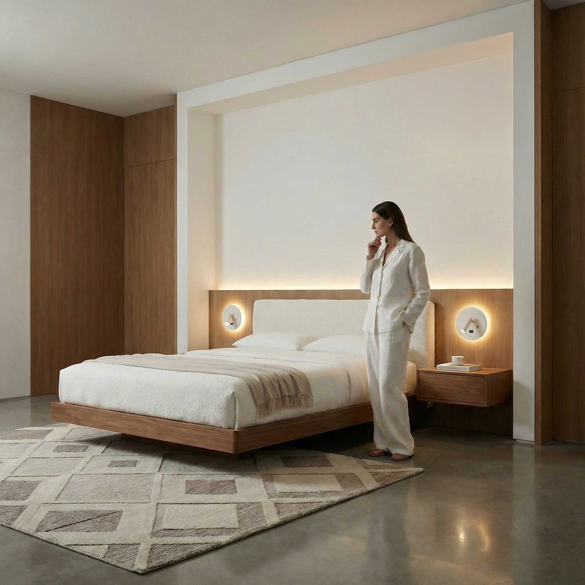 LED-Wandleuchte zum Lesen mit USB-Anschluss, rund