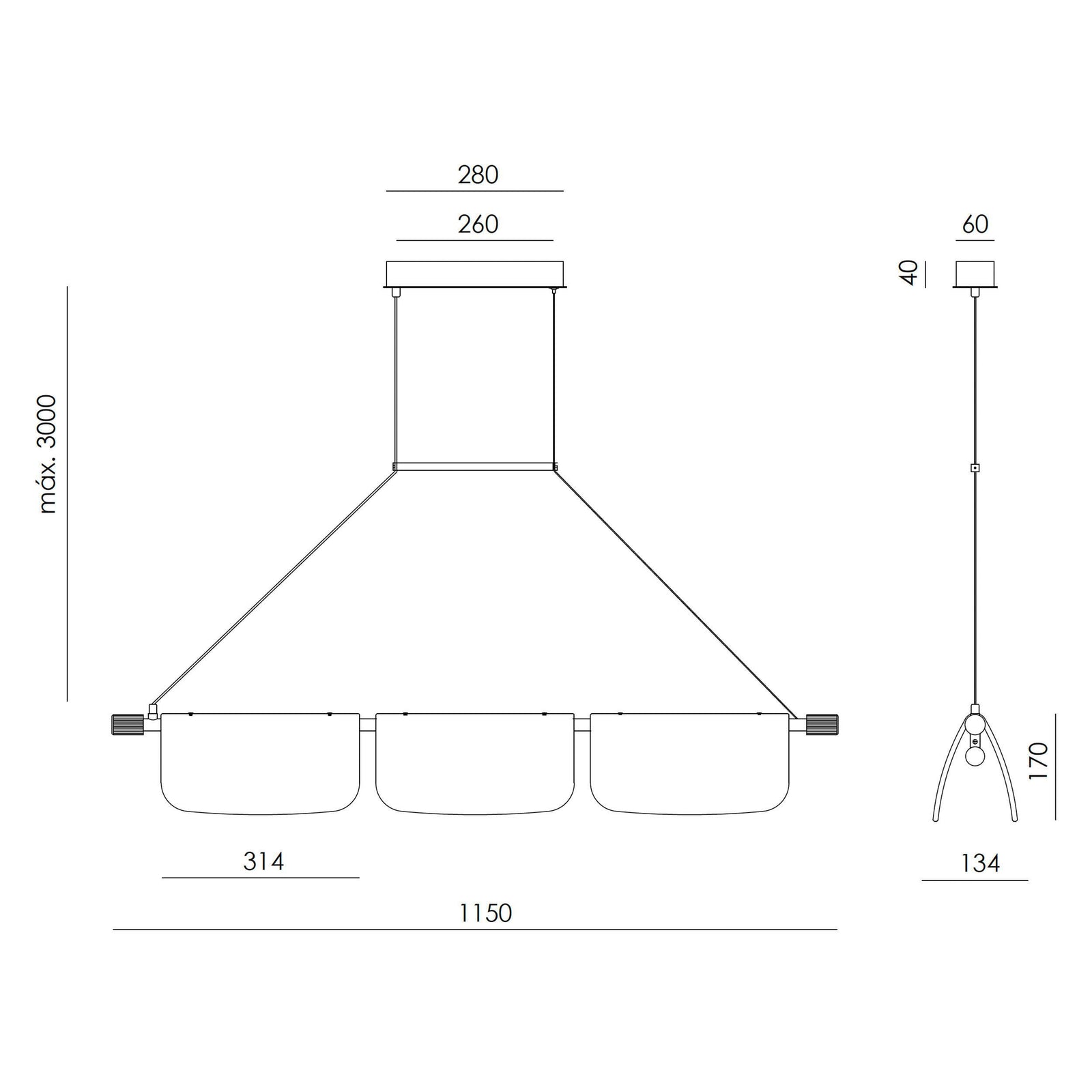 Aromas Lida Trio LED Hängeleuchte 