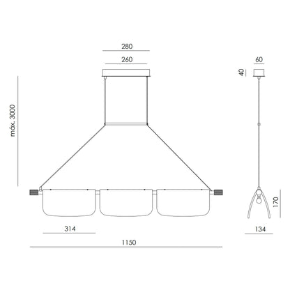 Aromas Lida Trio LED Hängeleuchte 