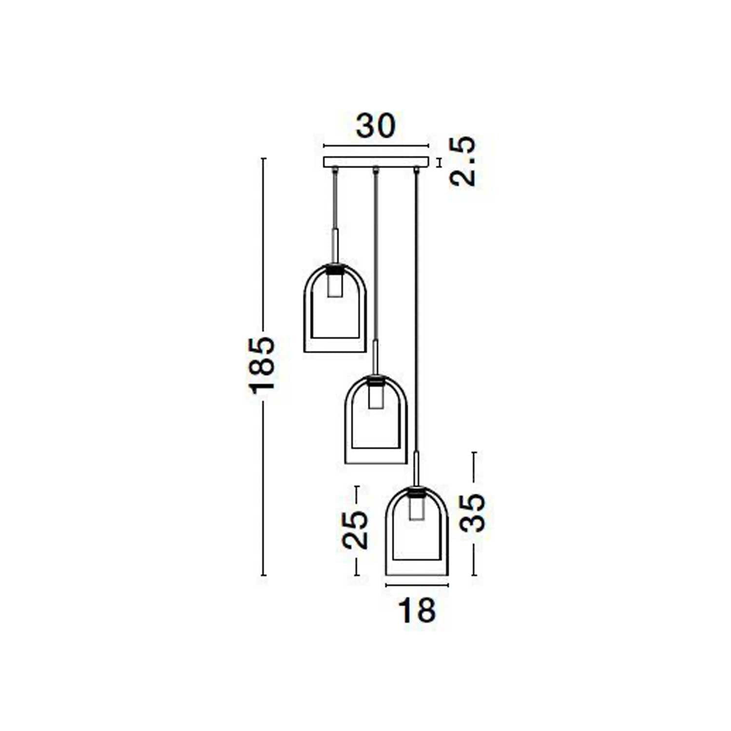 Nova Luce Velor trio E27 skleněné závěsné svítidlo