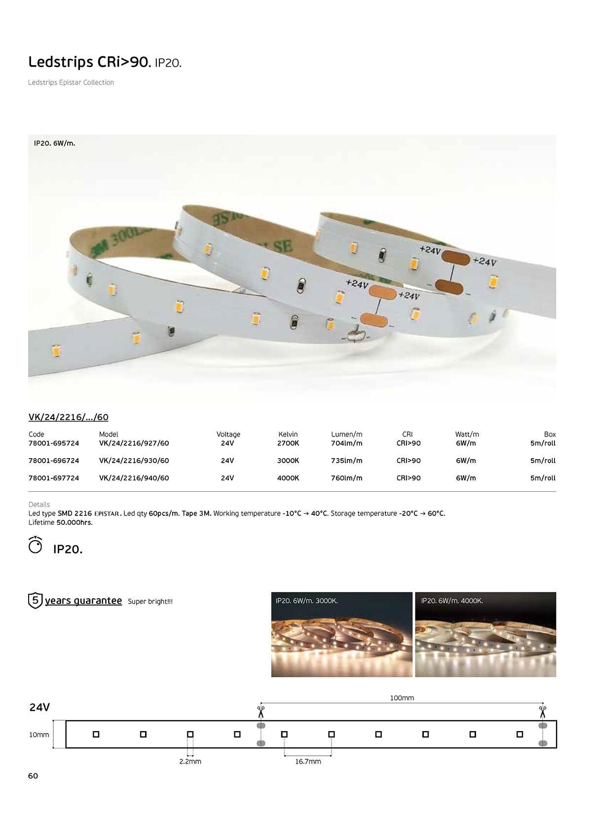<i data-tl='DF7A349'>LED-Lichtband 24 V, CRI 90, IP 20, 2700 K (5 m)