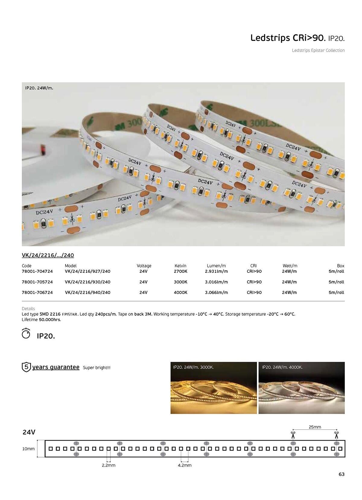 <i data-tl='DF7A349'>LED-Lichtband 24 V, CRI 90, IP 20, 2700 K (5 m)