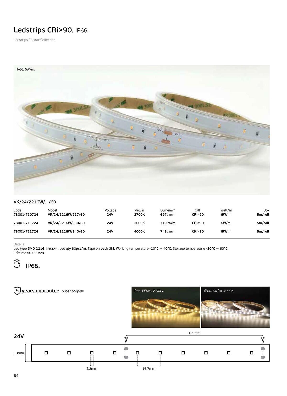 <i data-tl='46DED723'>LED-Lichtband 24 V, CRI 90, IP66, 2700 K (5 m)