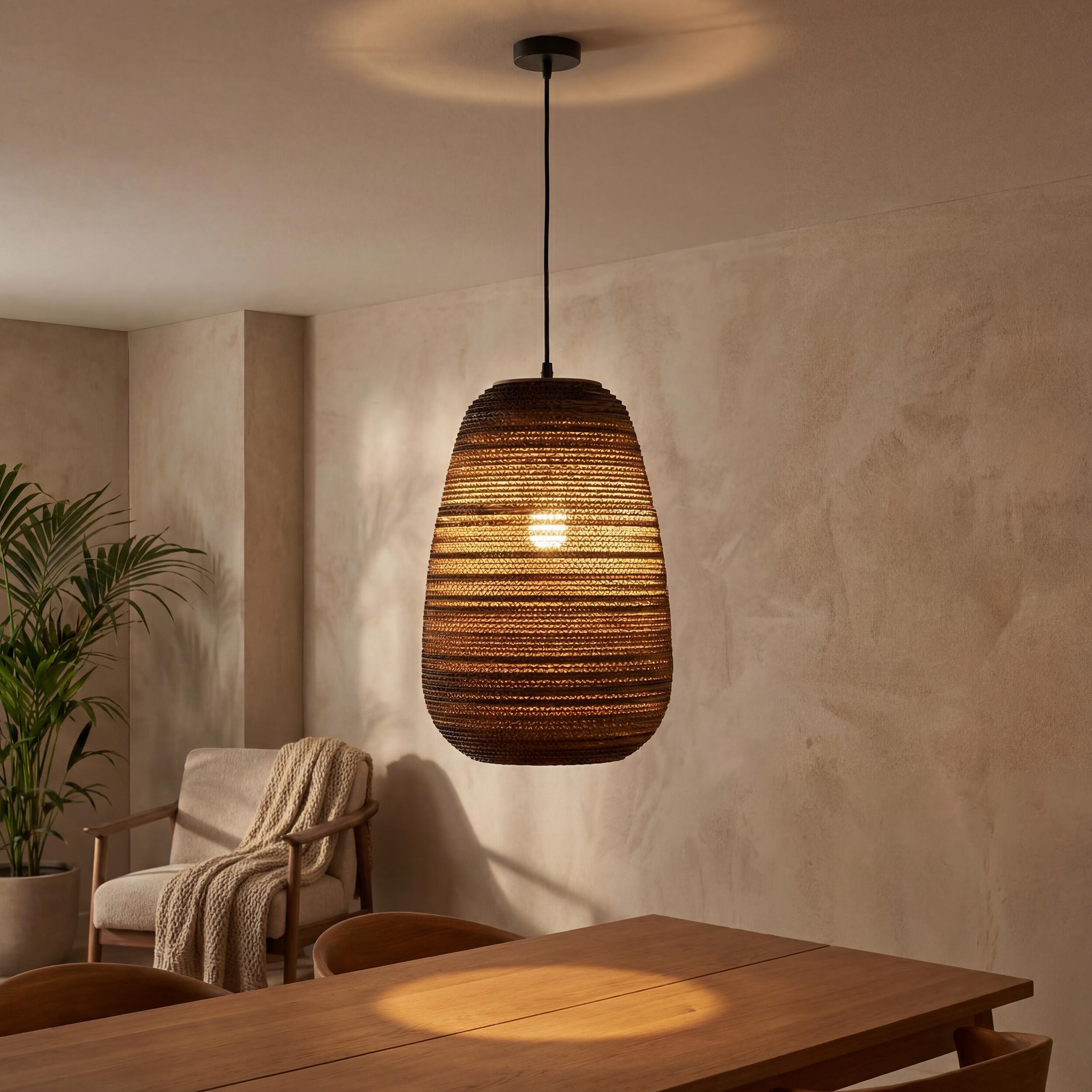 VK Light Noem E27 Hängeleuchte aus Papier  oval